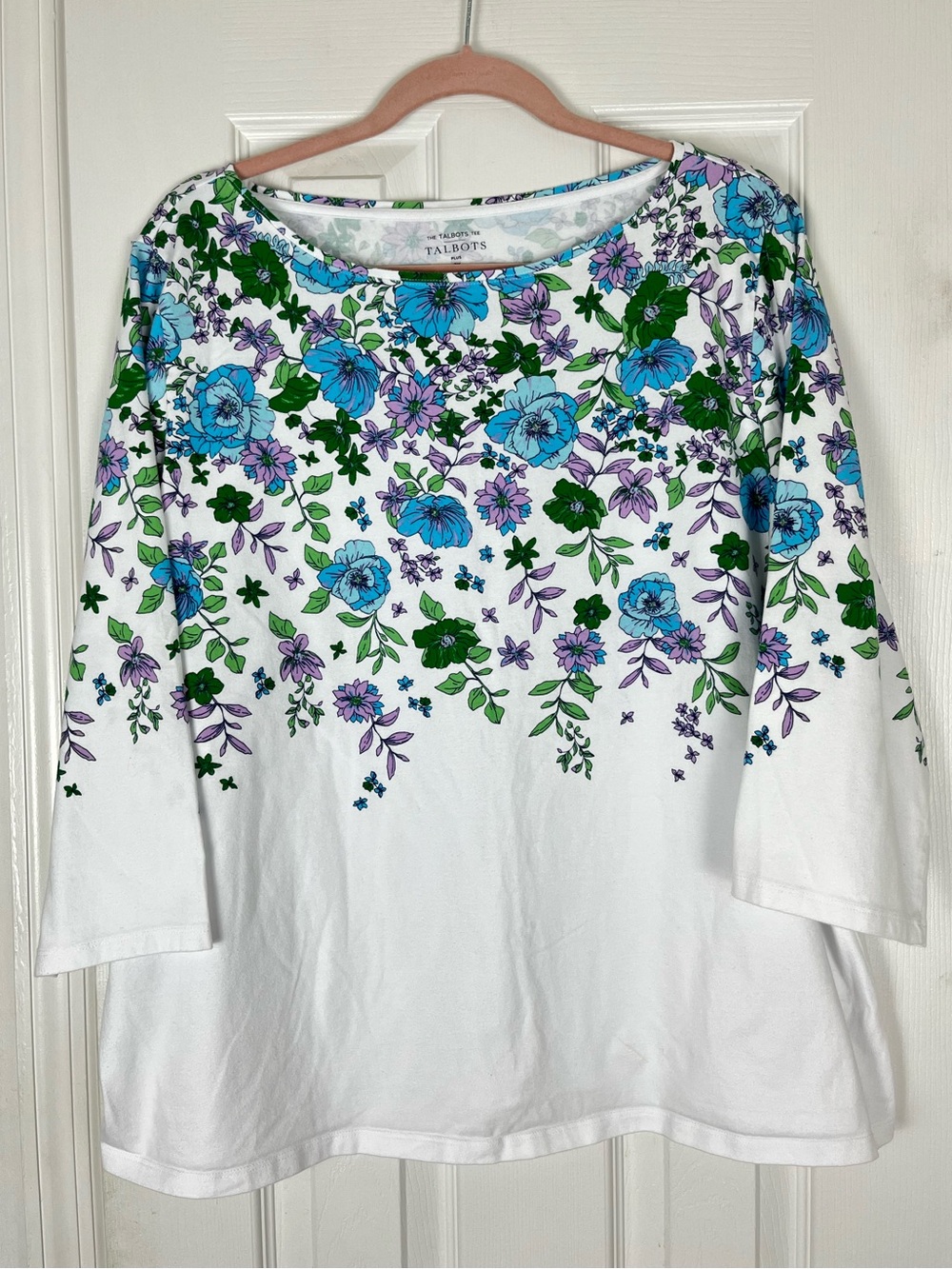 Talbots The Talbots Tee Plus 3X Floral Print 3/4 Sleeve - Picture 1 of 7